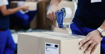 Busy day at FLC Freight cargo loading dock in Dubai